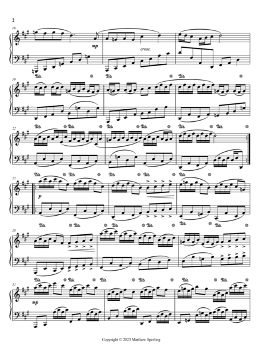 Sonata Allegro in A Major Piano Solo scores gallery preview page 2