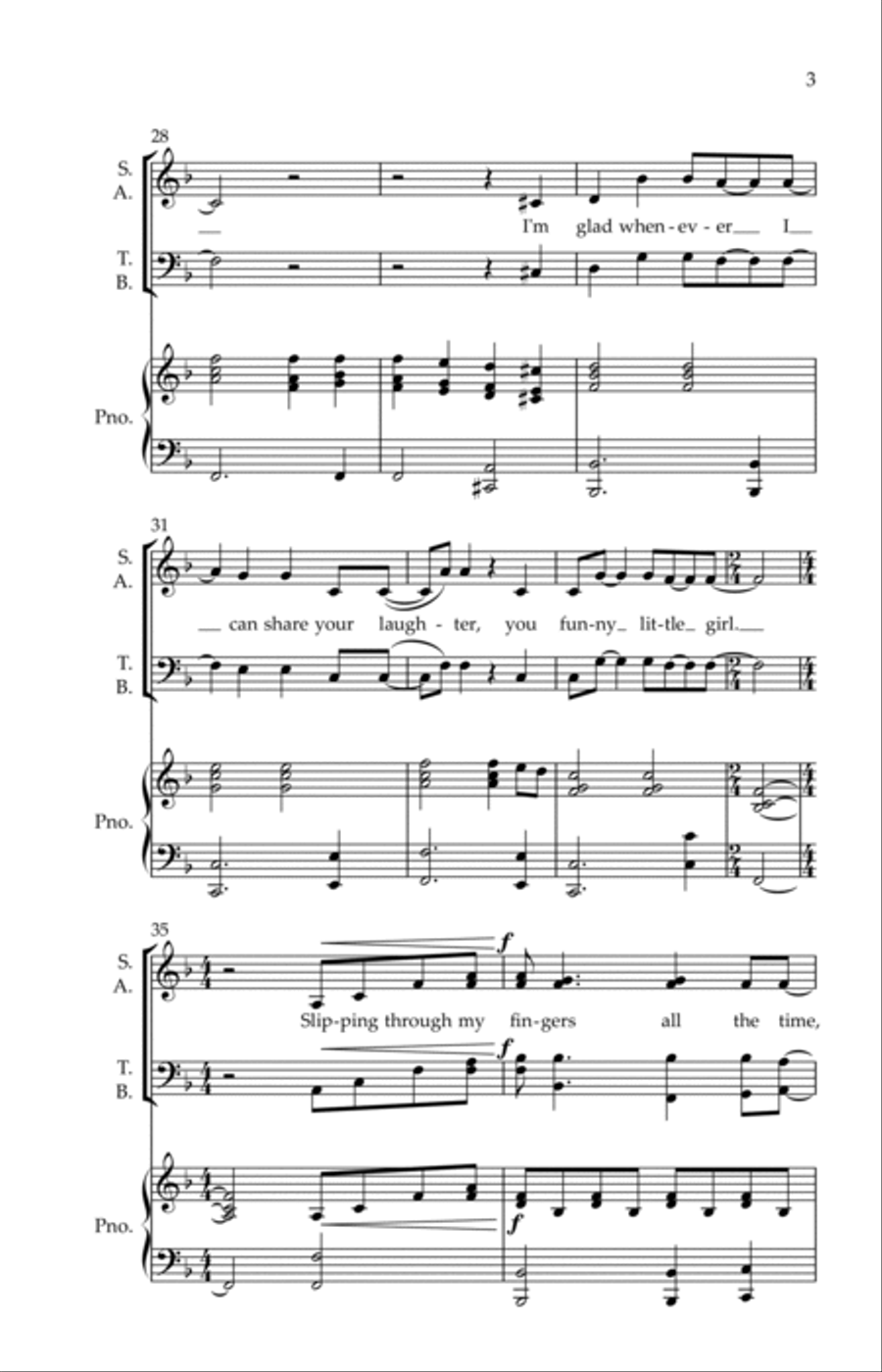 Slipping Through My Fingers 4-Part scores gallery preview page 3