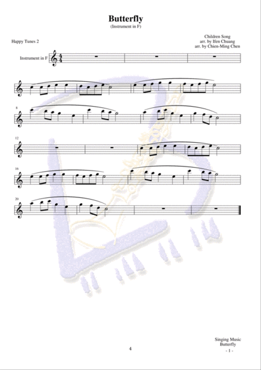 Butterfly Easy Piano scores gallery preview page 4