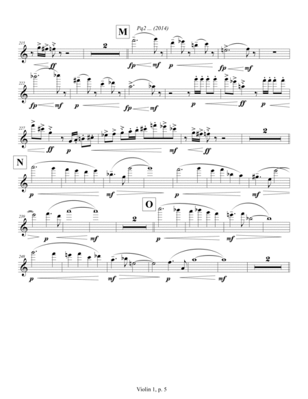 Pq2 ... (2014) for piano and string quartet, violin 1 part