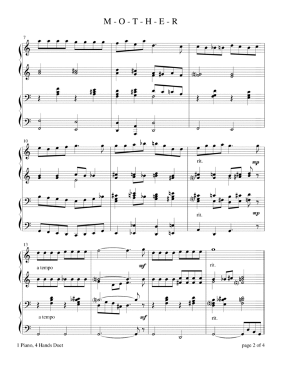 M-O-T-H-E-R (1 Piano, 4 Hands Duet) 1 Piano, 4-Hands scores gallery preview page 5