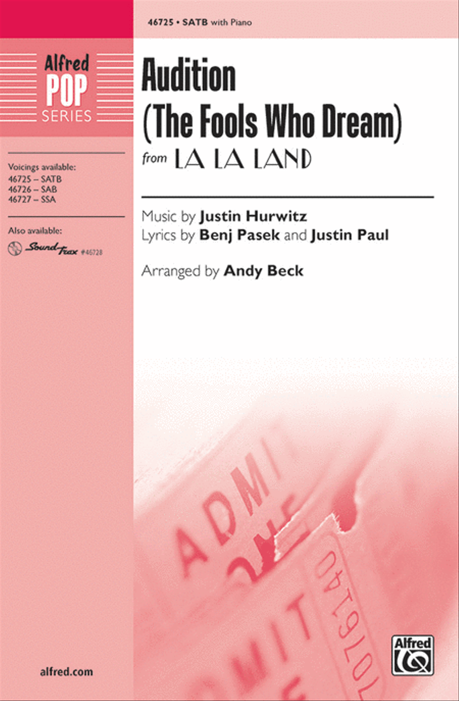 Audition (The Fools Who Dream) 4-Part scores gallery preview page 1