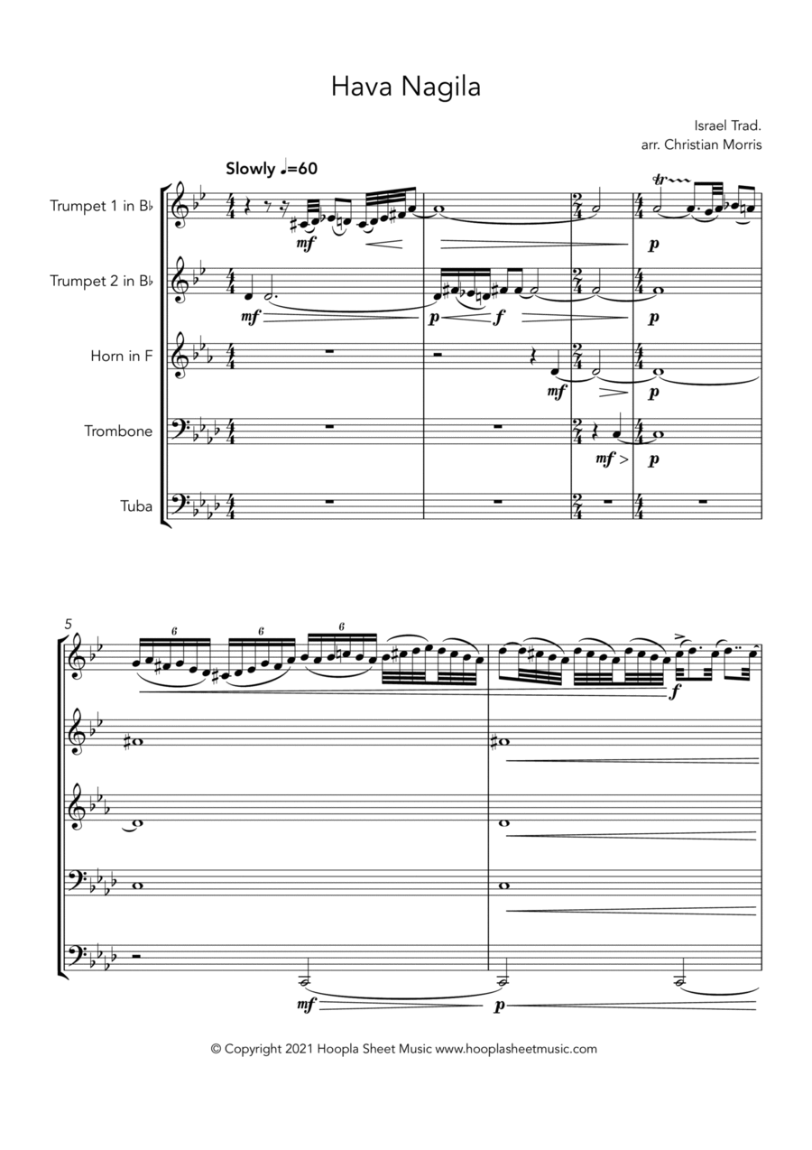 Hava Nagila Brass Ensemble scores gallery preview page 1