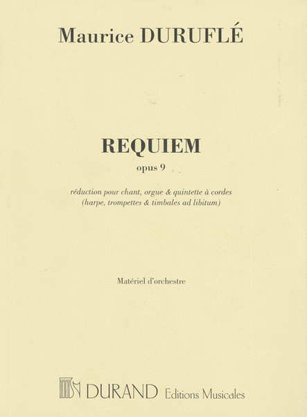 Requiem Opus 9 - Materiel d'orchestre