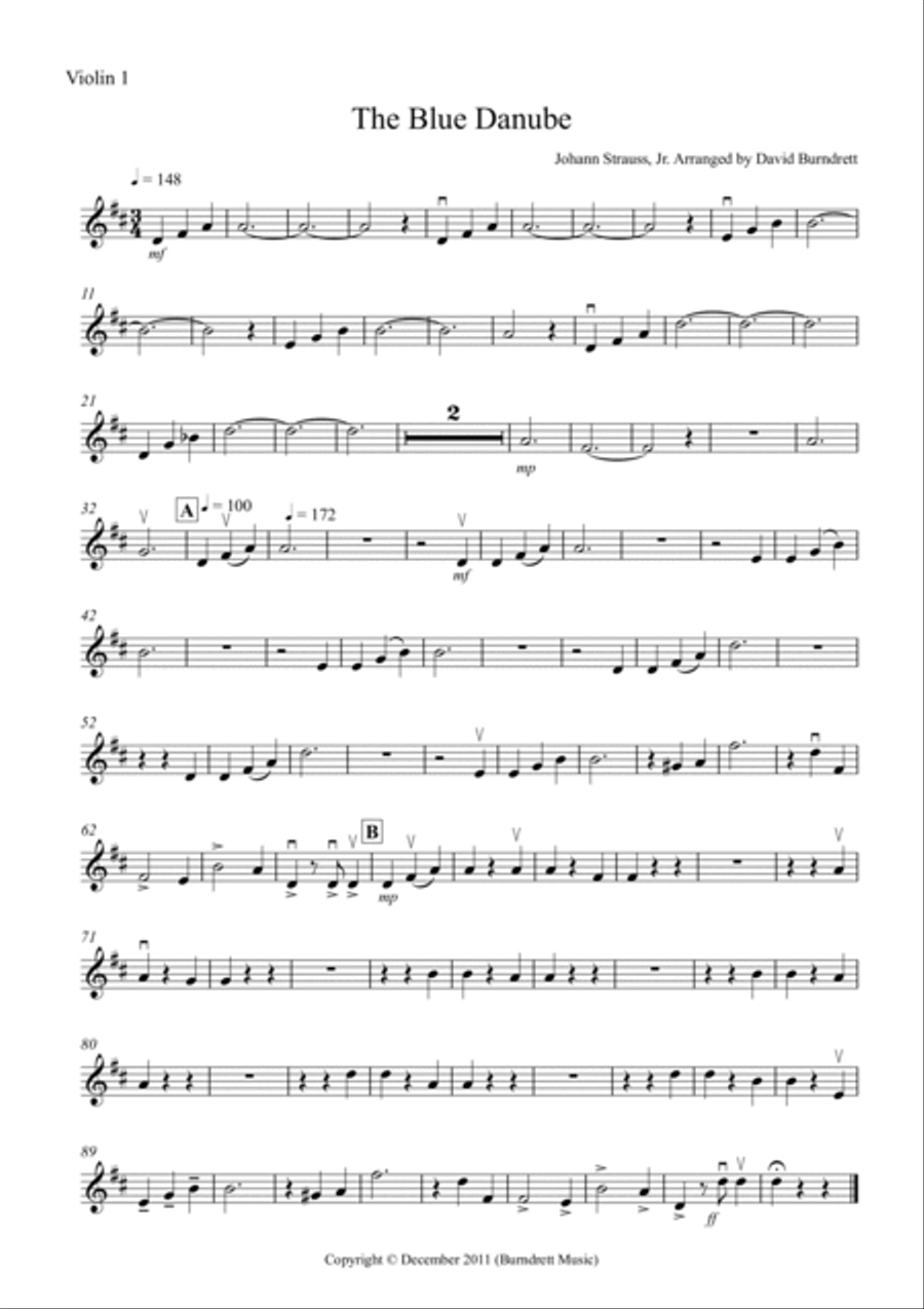 The Blue Danube for String Orchestra String Quartet scores gallery preview page 5