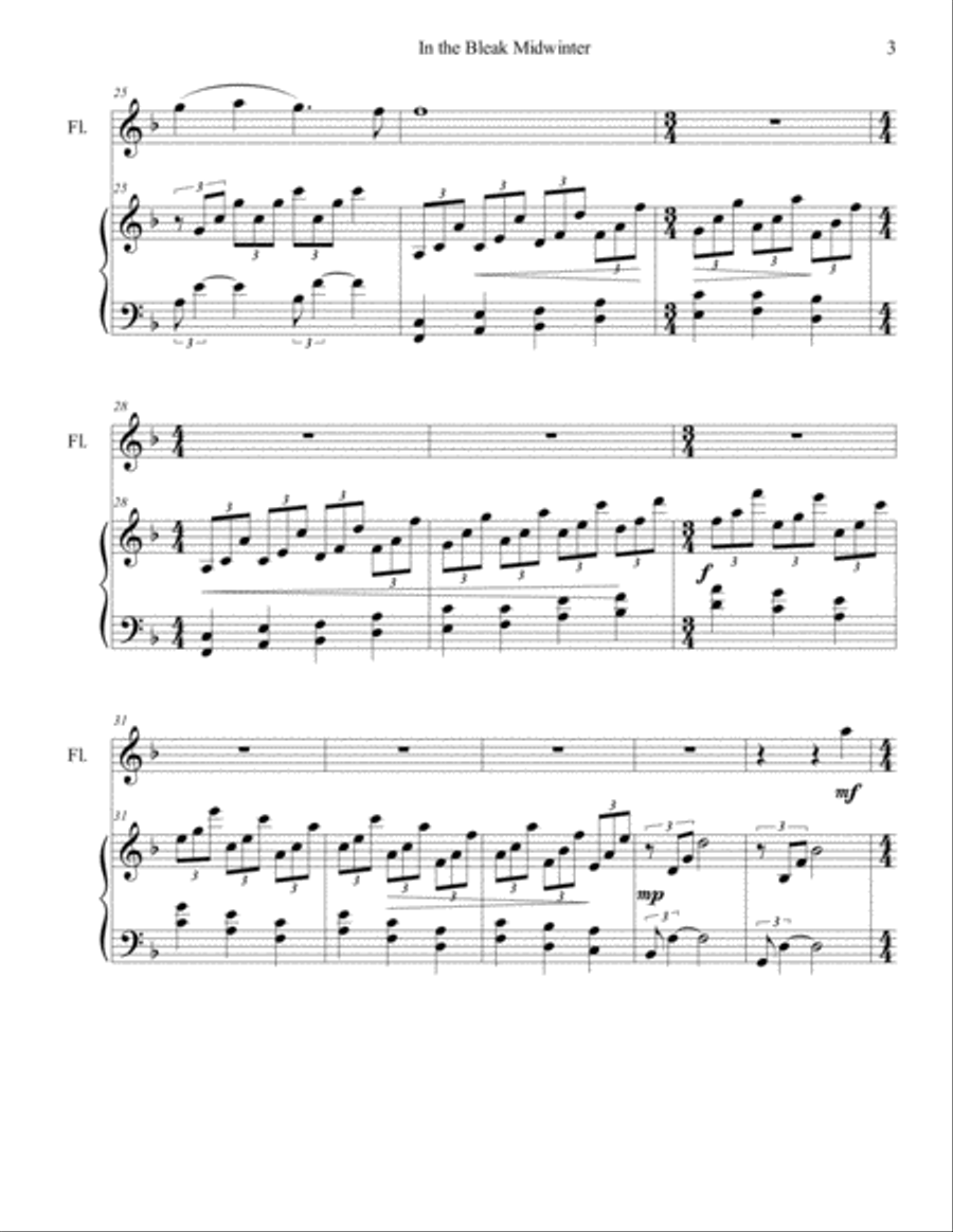 In the Bleak Midwinter (flute/piano), arr. Brenda Portman Flute Solo scores gallery preview page 3
