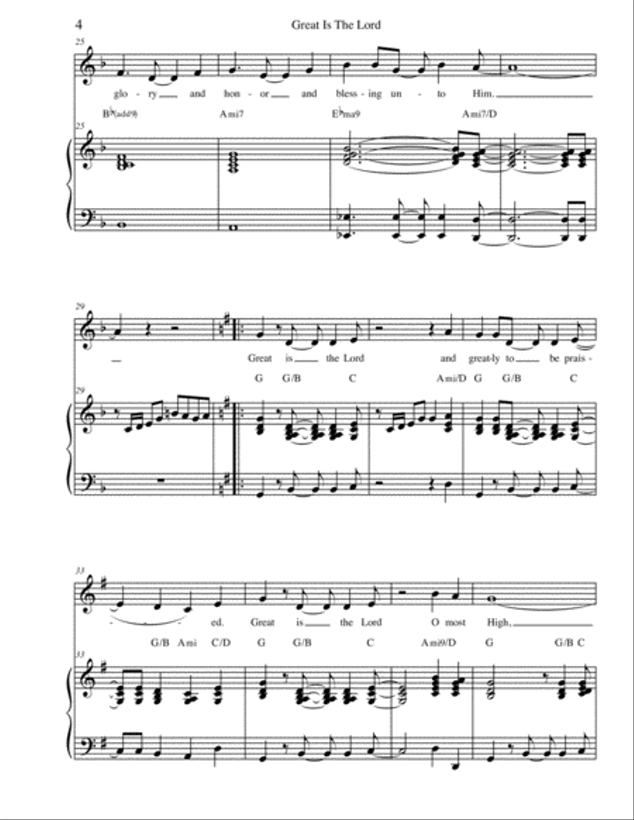 Great is the Lord Piano, Vocal, Guitar scores gallery preview page 4