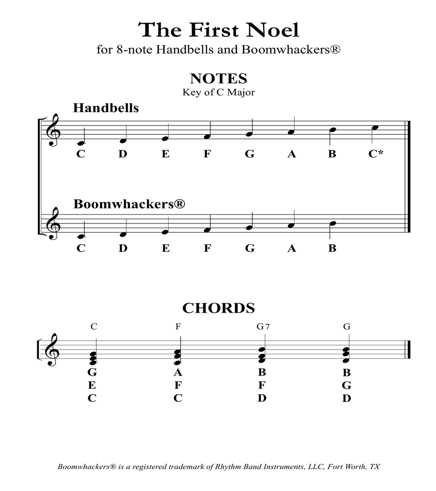 The First Noel for 8-note Bells and Boomwhackers® (with Black and White  Notes) by Sharon Wilson - Handbell Choir - Digital Sheet Music | Sheet  Music Plus