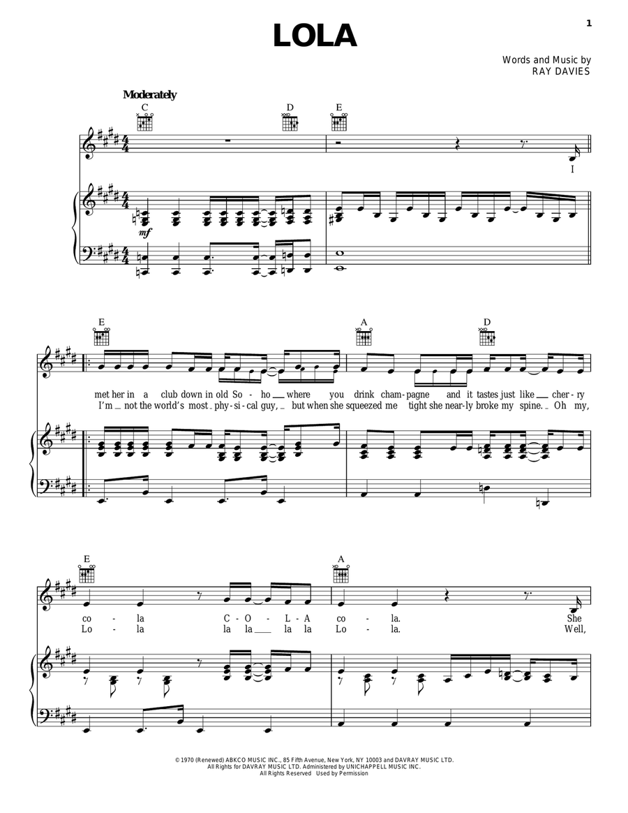 Lola Acoustic Guitar scores gallery preview page 1