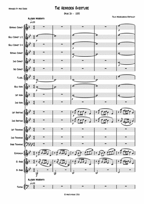 Book cover for Mendelssohn's Hebrides Overture arranged for brass band