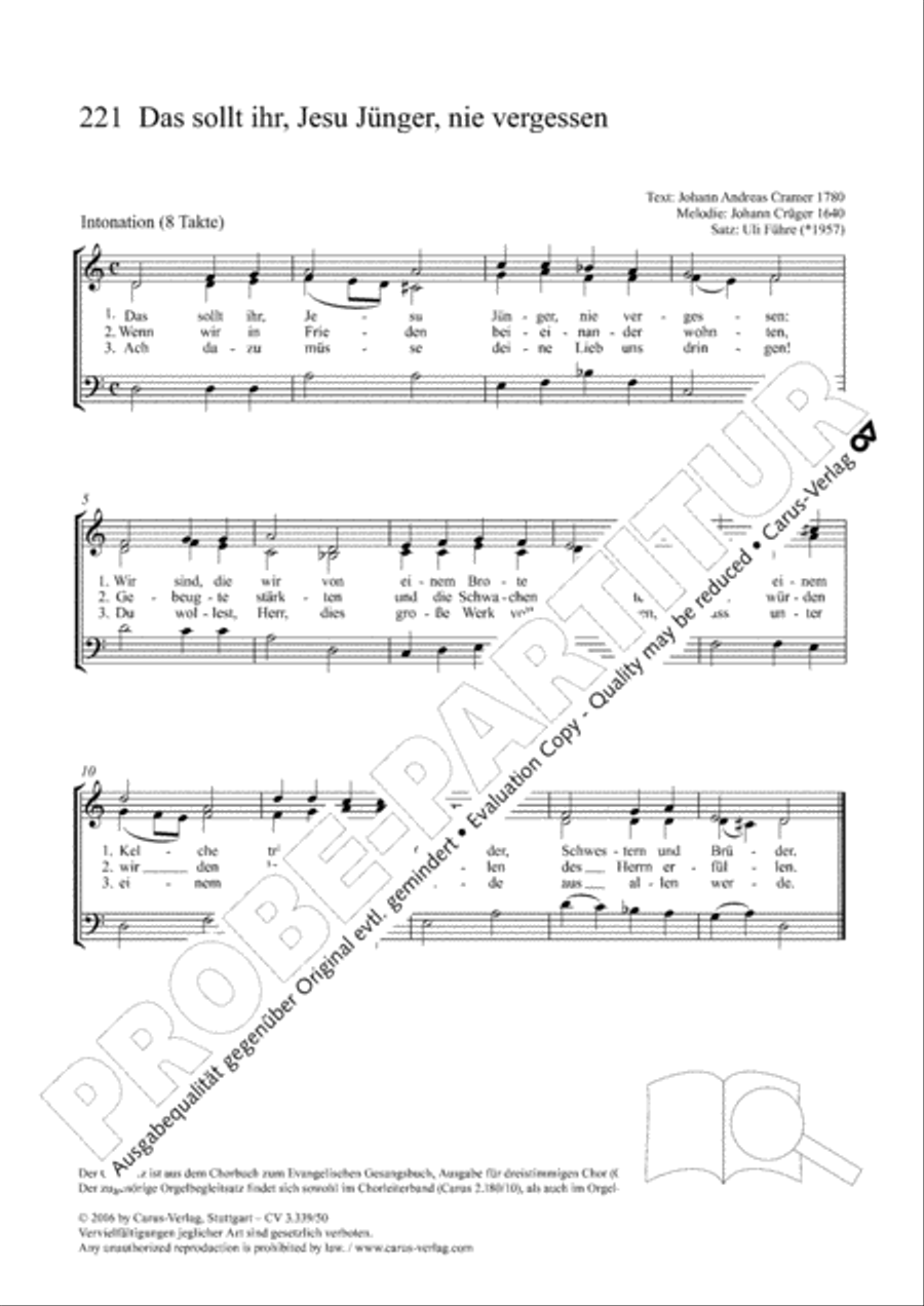 Dank sei dir, Vater, fur das ewige Leben 3-Part scores gallery preview page 2