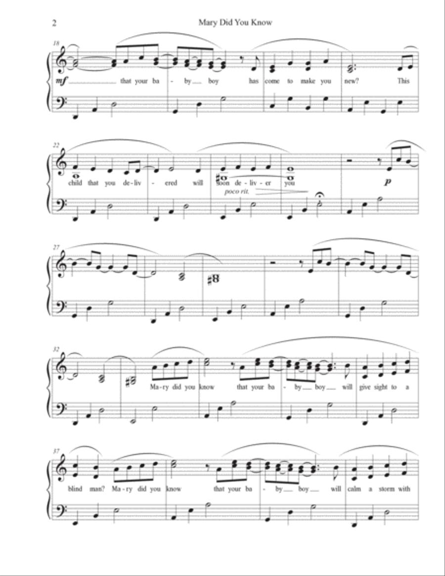 Mary, Did You Know? Mary, Did You Know? Piano Solo scores gallery preview page 4