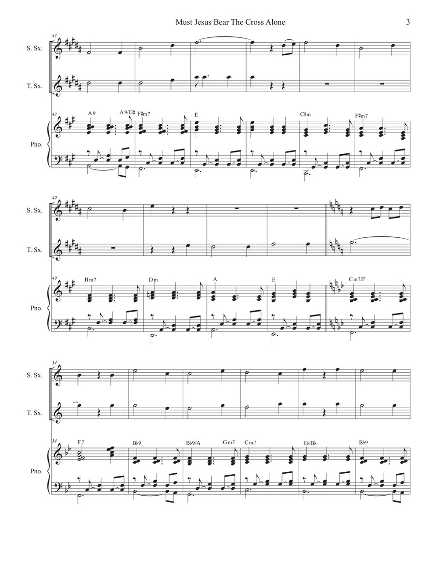 Must Jesus Bear The Cross Alone (Duet for Soprano and Tenor Saxophone) Woodwind Duet scores gallery preview page 4