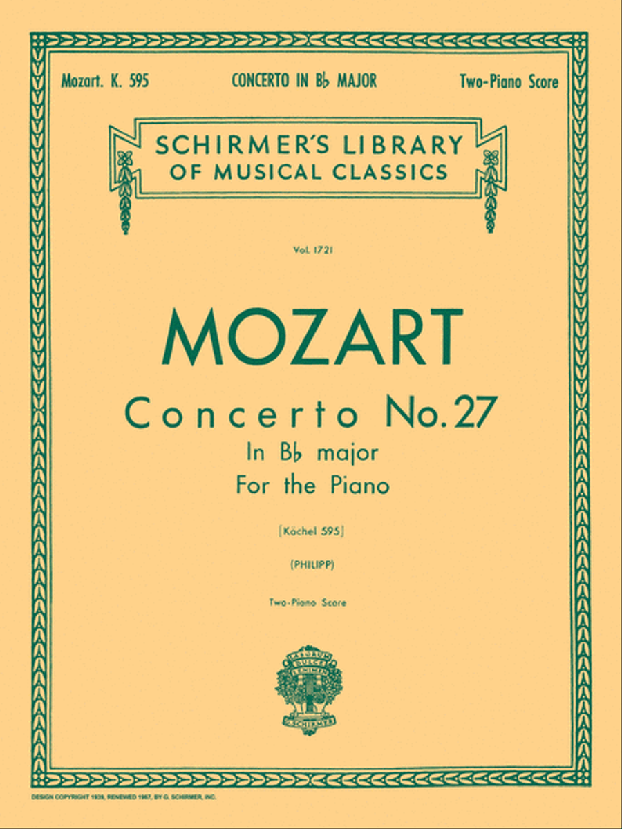 Concerto No. 27 in Bb, K.595 Piano scores gallery preview page 1