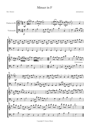 bwv anh 113 minuet in F sheet music Clarinet and Cello