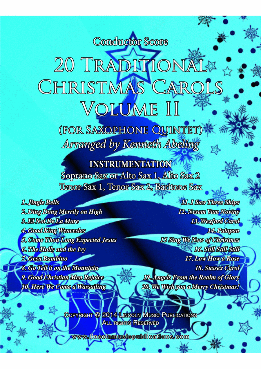 20 Traditional Christmas Carols Volume II (for Saxophone Quintet SATTB or AATTB) Saxophone Quintet scores gallery preview page 1