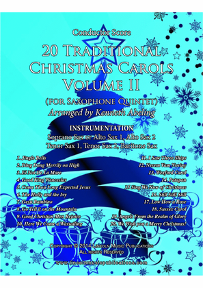 Book cover for 20 Traditional Christmas Carols Volume II (for Saxophone Quintet SATTB or AATTB)