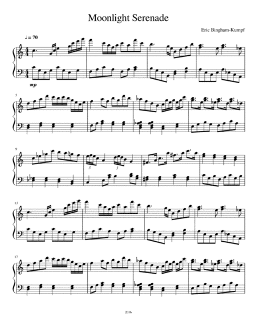 Moonlight Serenade Easy Piano scores gallery preview page 1