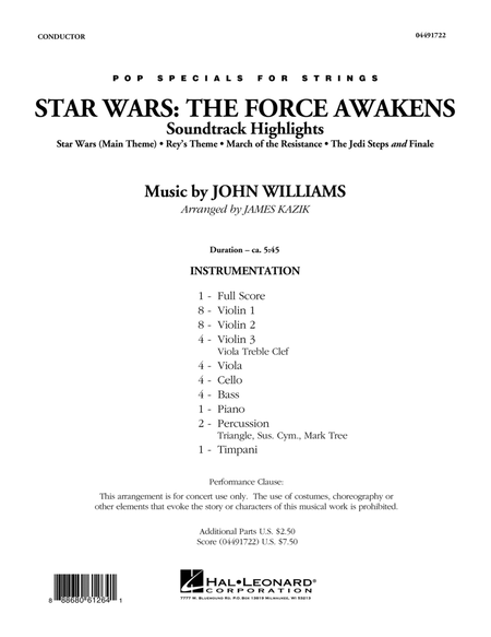 Star Wars: The Force Awakens Soundtrack Highlights - Conductor Score (Full Score)