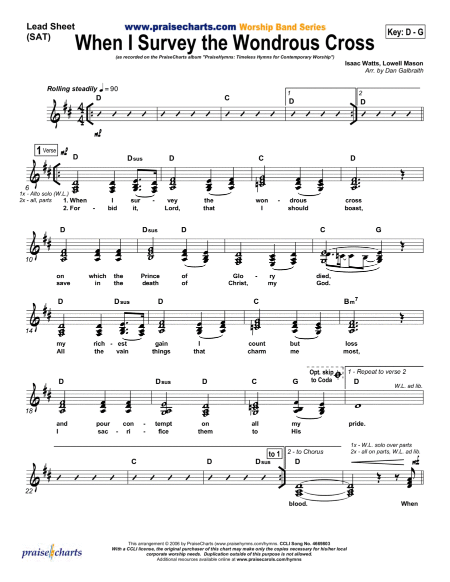 When I Survey the Wondrous Cross Piano scores gallery preview page 1