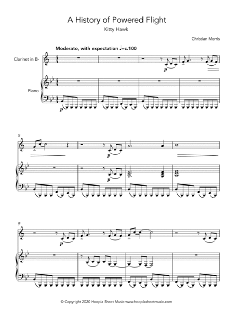 A History of Powered Flight: Kitty Hawk Clarinet Solo scores gallery preview page 1