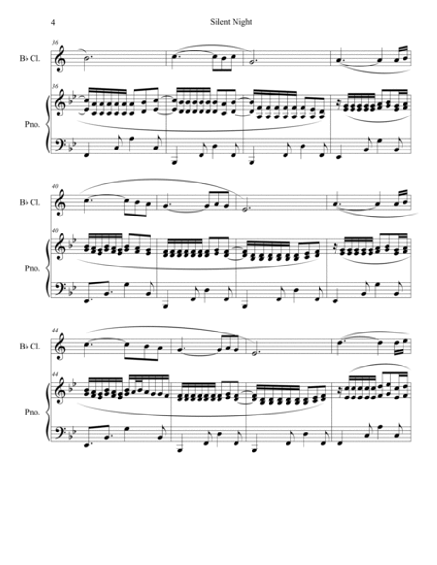 Silent Night for clarinet and piano Woodwind Duet scores gallery preview page 4