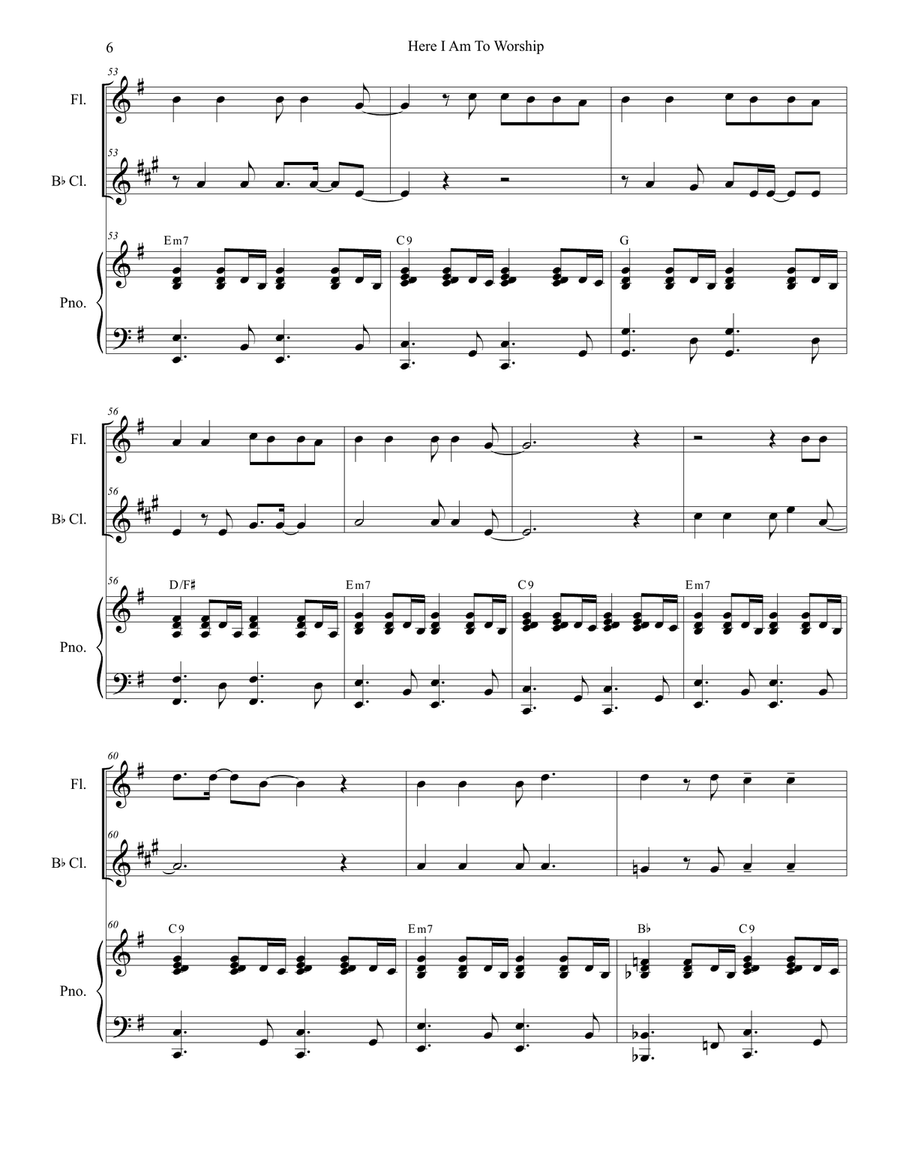 Here I Am To Worship Woodwind Duet scores gallery preview page 6