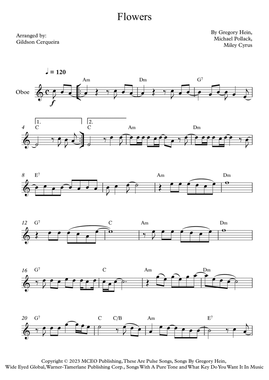Flowers Oboe Solo scores gallery preview page 1