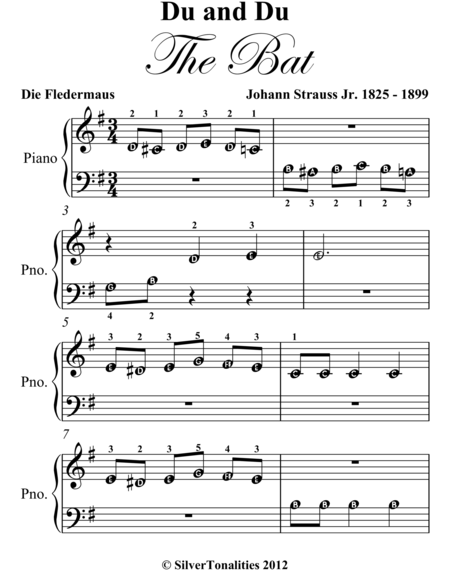 Du and Du Waltz Die Fledermaus Beginner Piano Sheet Music