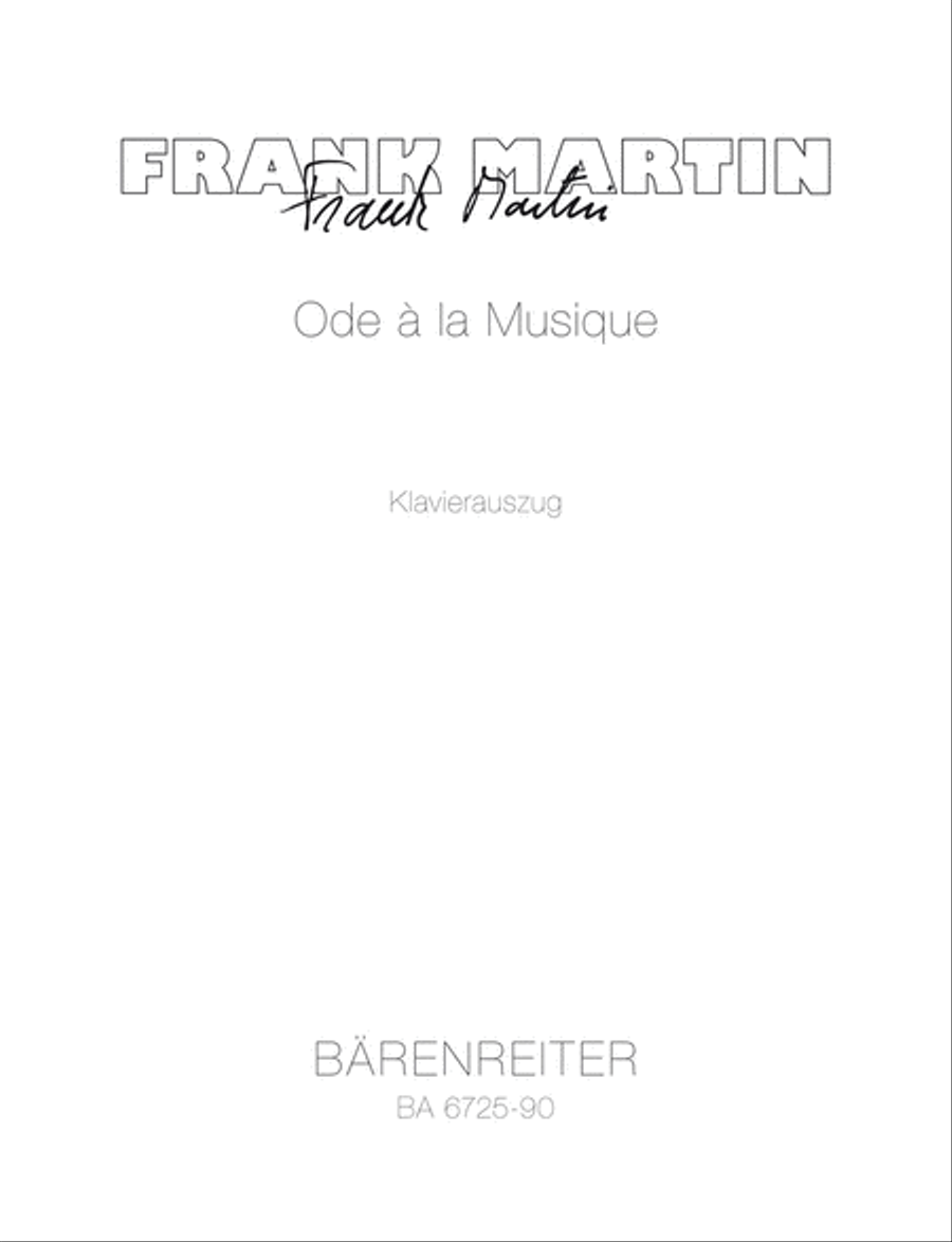 Ode a la Musique fur Bariton, vierstimmigen gemischten Chor, Trompete, zwei Horner, drei Posaunen, Klavier und Kontra 4-Part scores gallery preview page 1