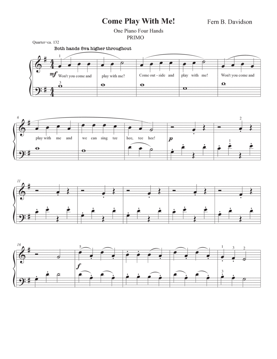 Come Play With Me! Easy Piano scores gallery preview page 1