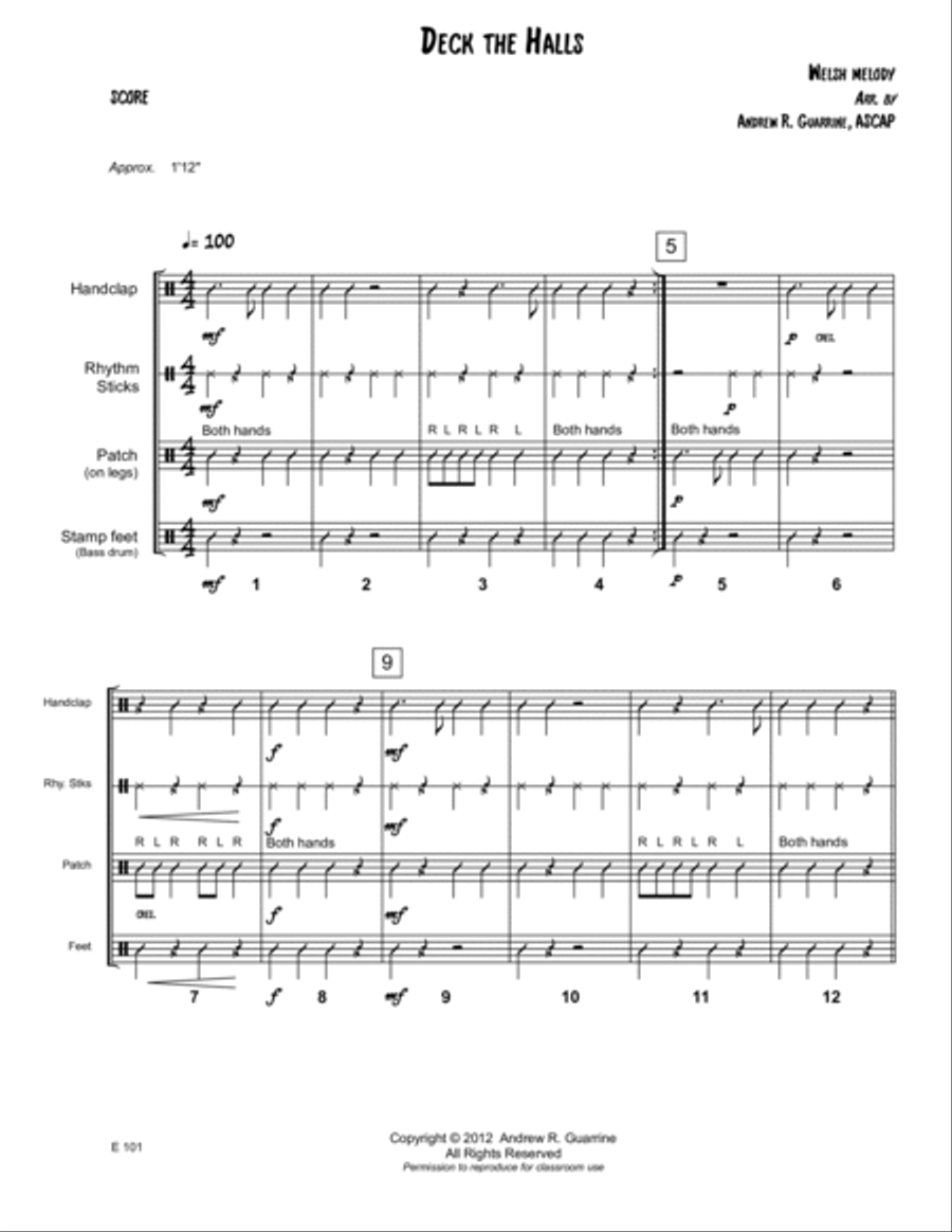 Deck the Halls Percussion Ensemble scores gallery preview page 2
