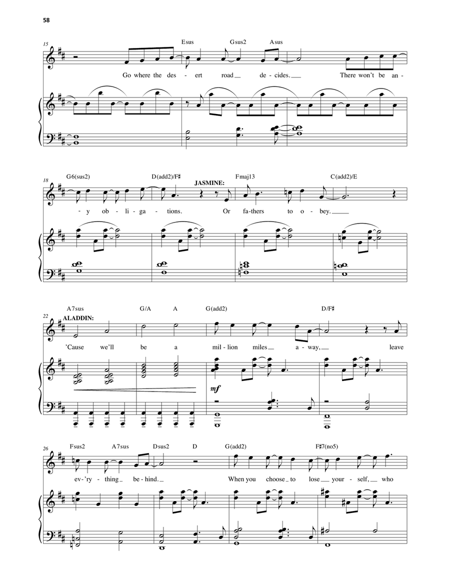 A Million Miles Away (from Aladdin: The Broadway Musical) Voice scores gallery preview page 2