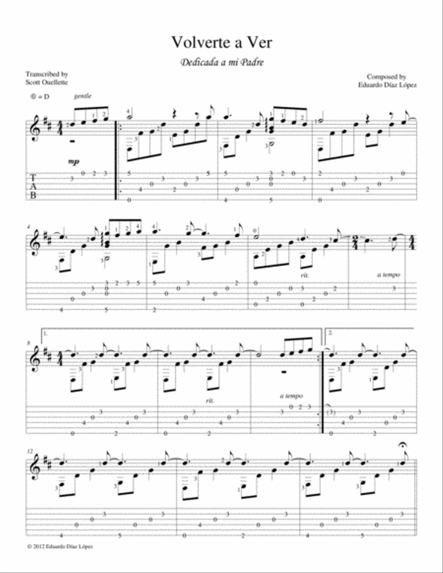 Volverte a Ver Guitar Solo scores gallery preview page 2