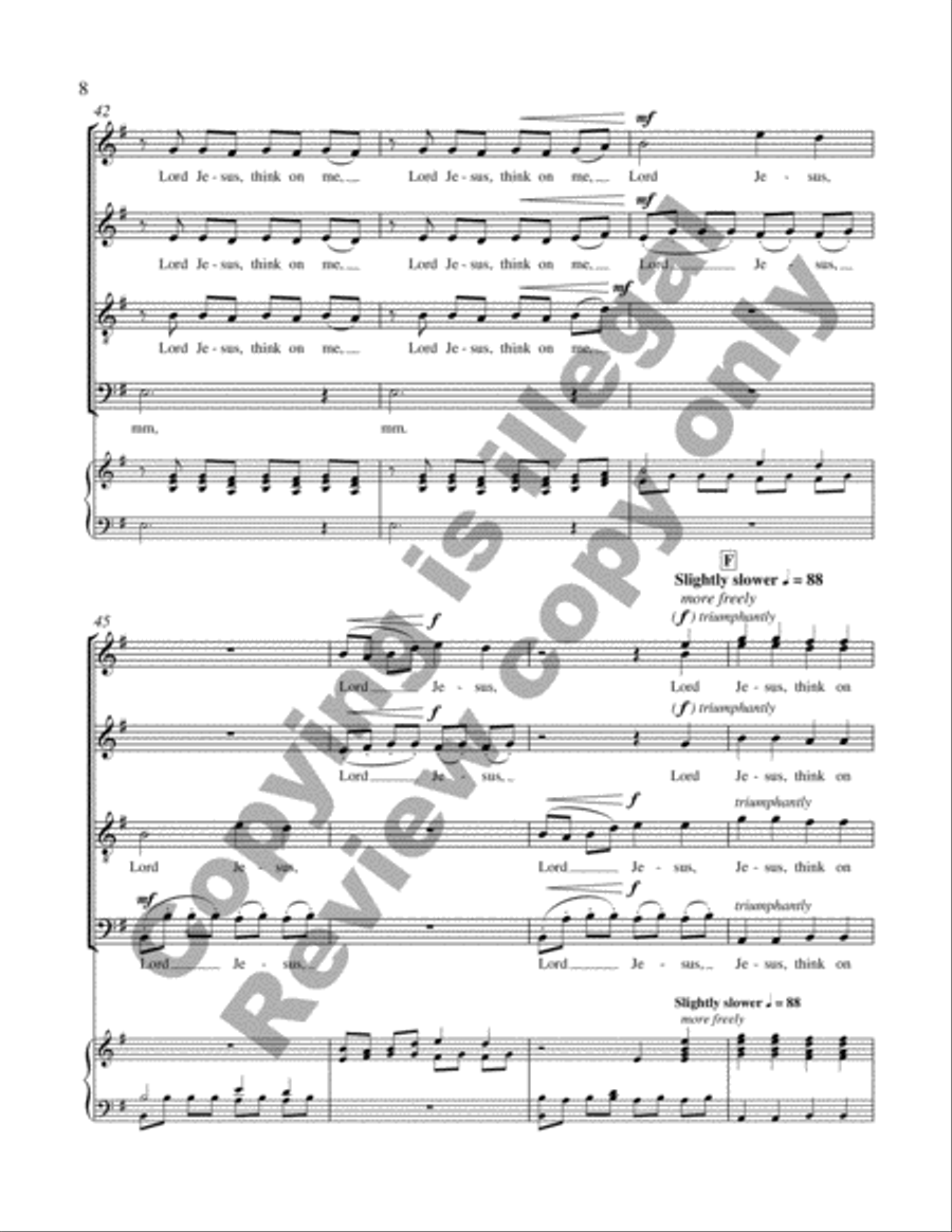 Eternal Brightness: 2. Lord Jesus, Think On Me 4-Part scores gallery preview page 8