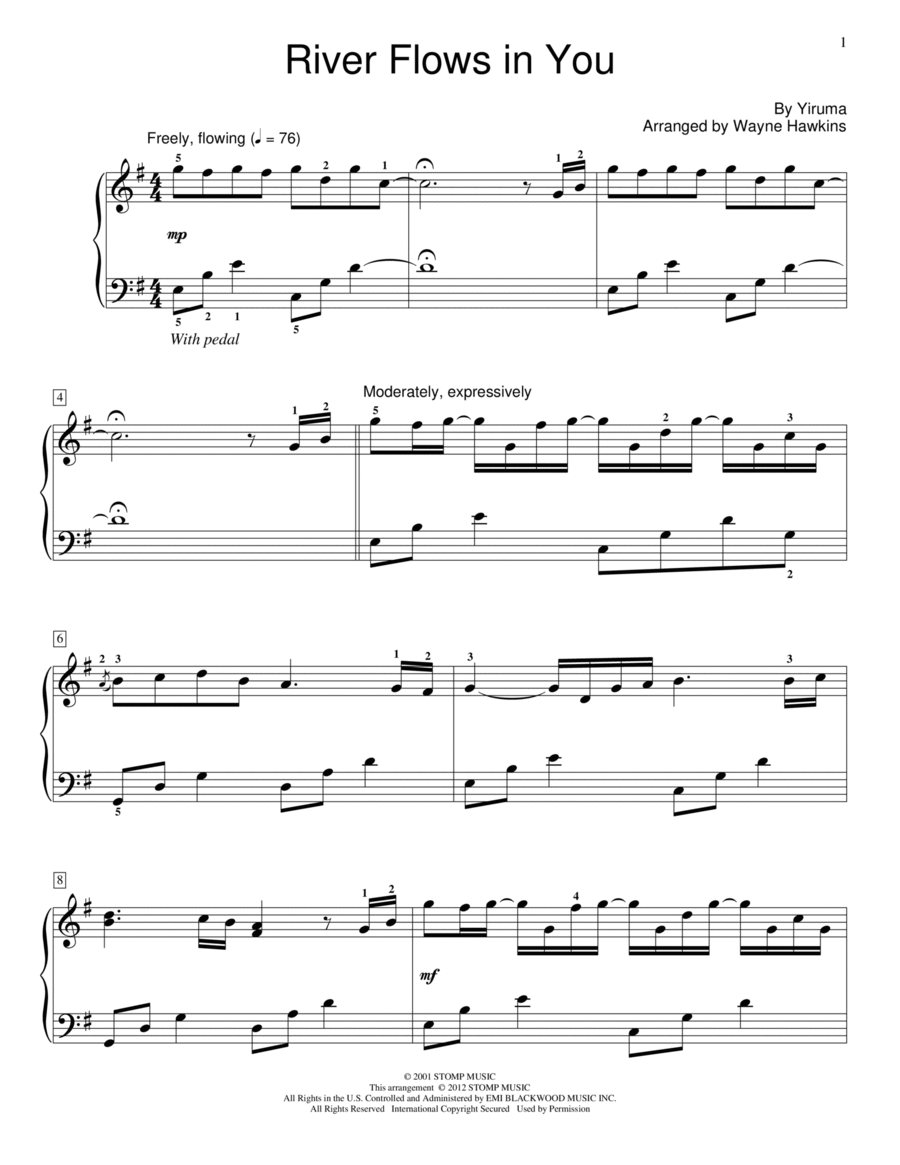 River Flows In You (arr. Wayne Hawkins) Piano Method scores gallery preview page 1