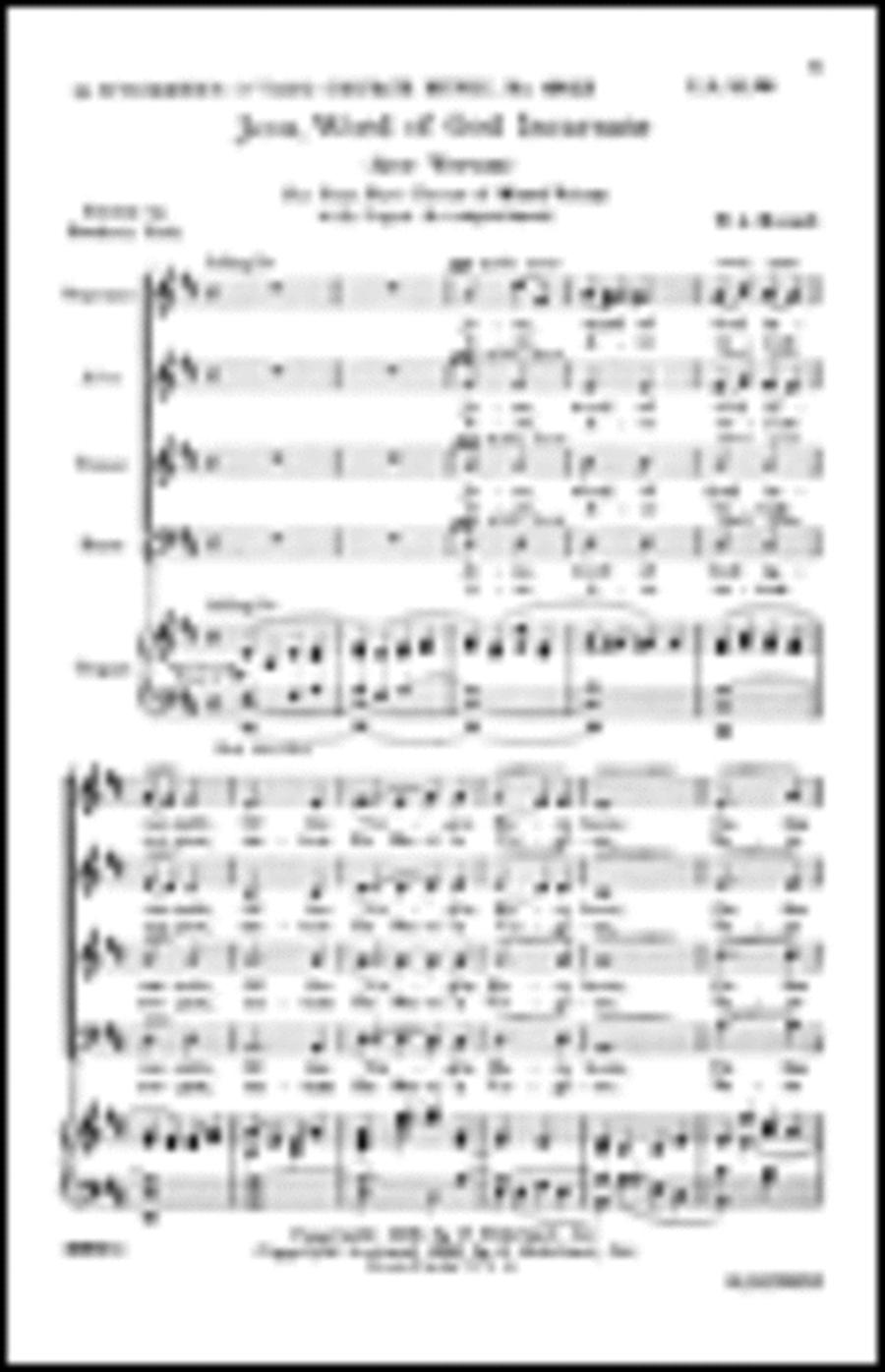Jesu Word Of God Incarnate Ave Verum Organ 4-Part scores gallery preview page 1