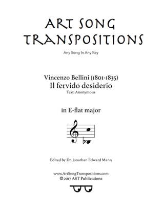 Book cover for BELLINI: Il fervido desiderio (transposed to E-flat major)