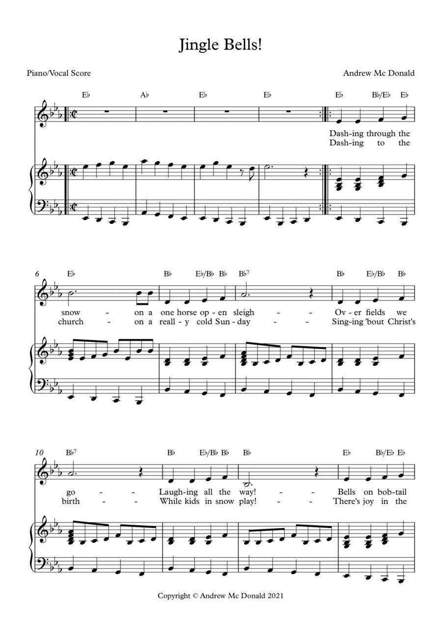 Jingle Bells! Voice scores gallery preview page 1