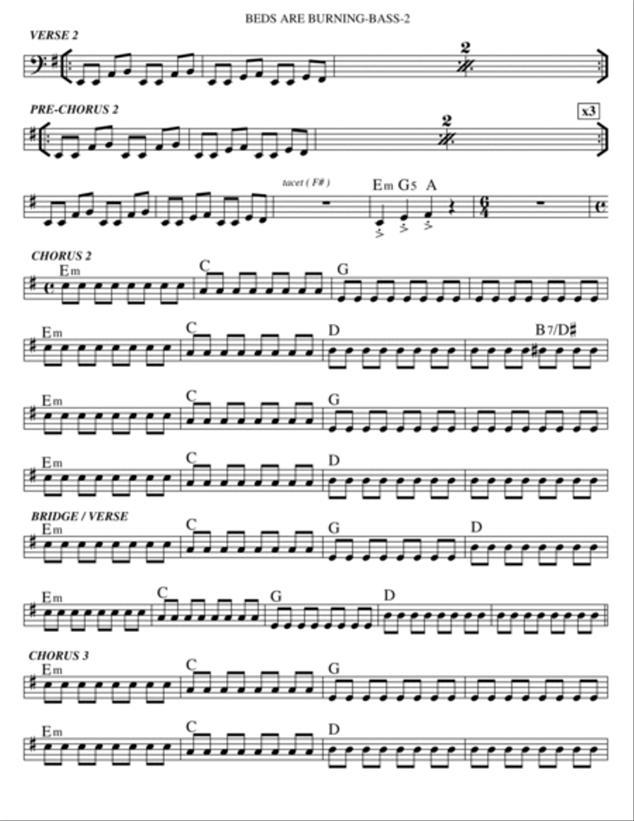 Beds Are Burning Tenor Saxophone scores gallery preview page 5