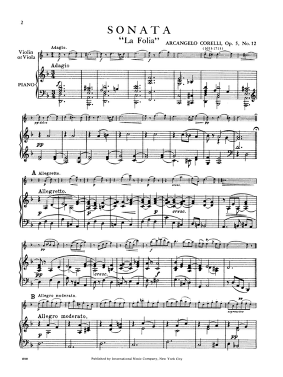 Sonata La Follia, Opus 5, No. 12