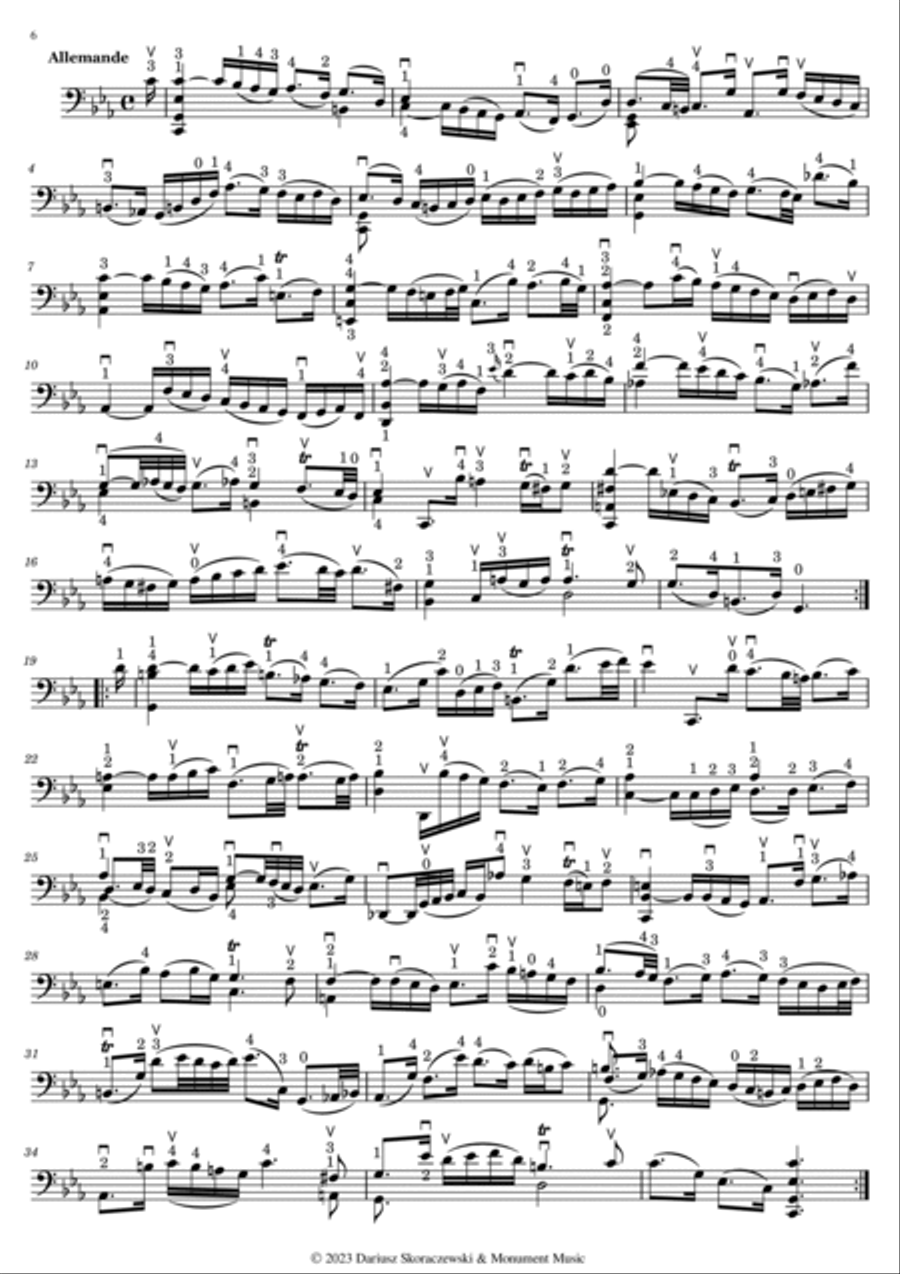 Bach - Suite No. 5 for Cello Solo in C Minor, BWV 1011 Chamber Music scores gallery preview page 6