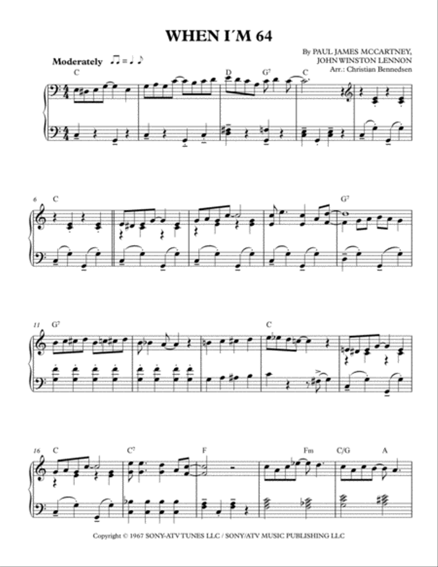 When I'm Sixty-four When I'm Sixty-four Piano Solo scores gallery preview page 1
