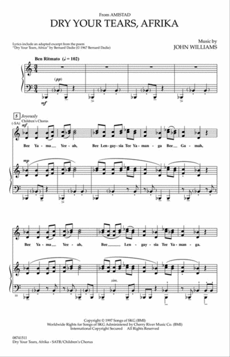 Dry Your Tears, Afrika (from Amistad) Choir scores gallery preview page 10