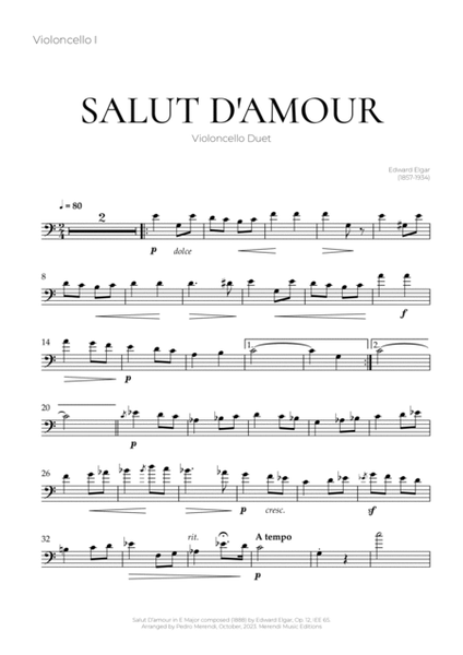Salut D’amour (Cello Duet) - Edward Elgar image number null