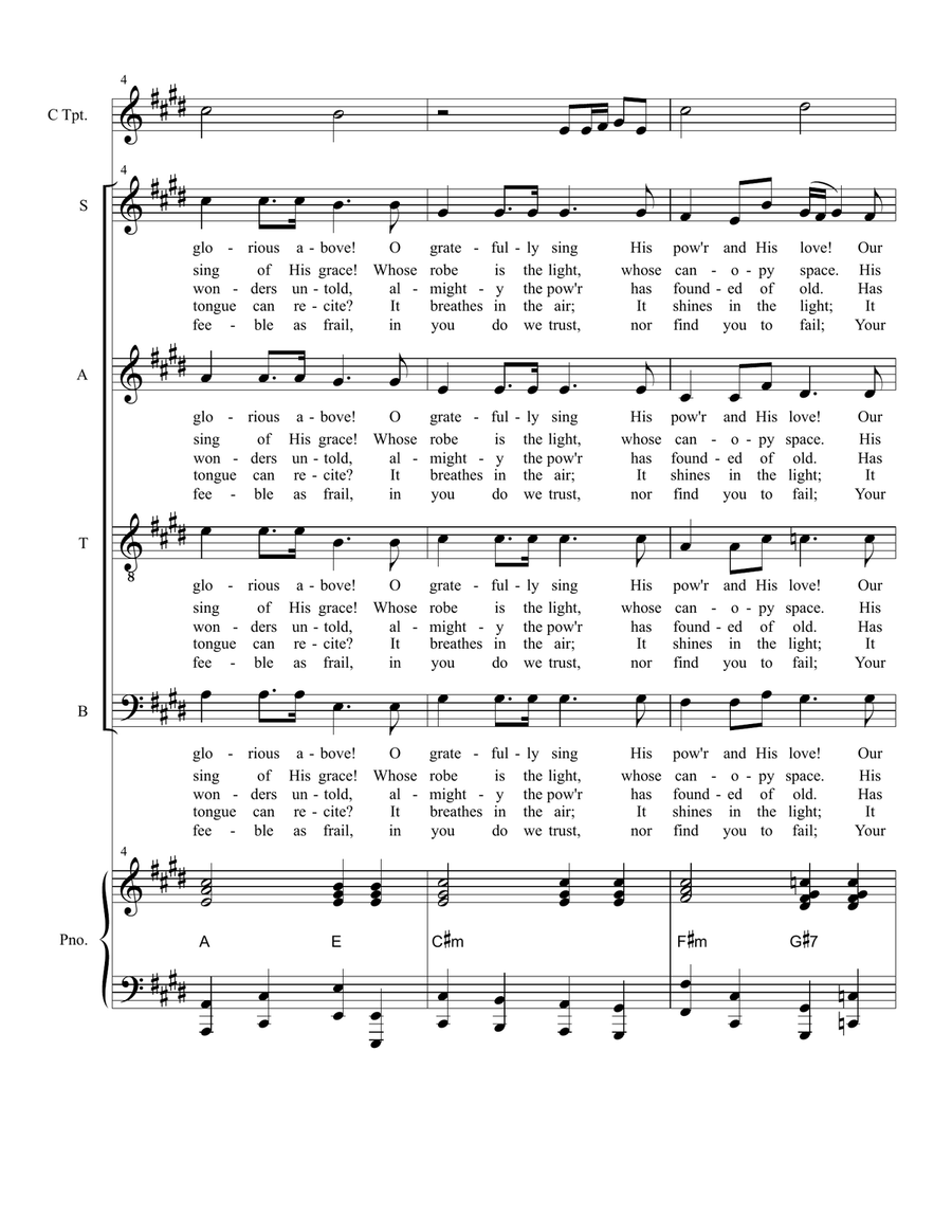 O Worship The King 4-Part scores gallery preview page 3