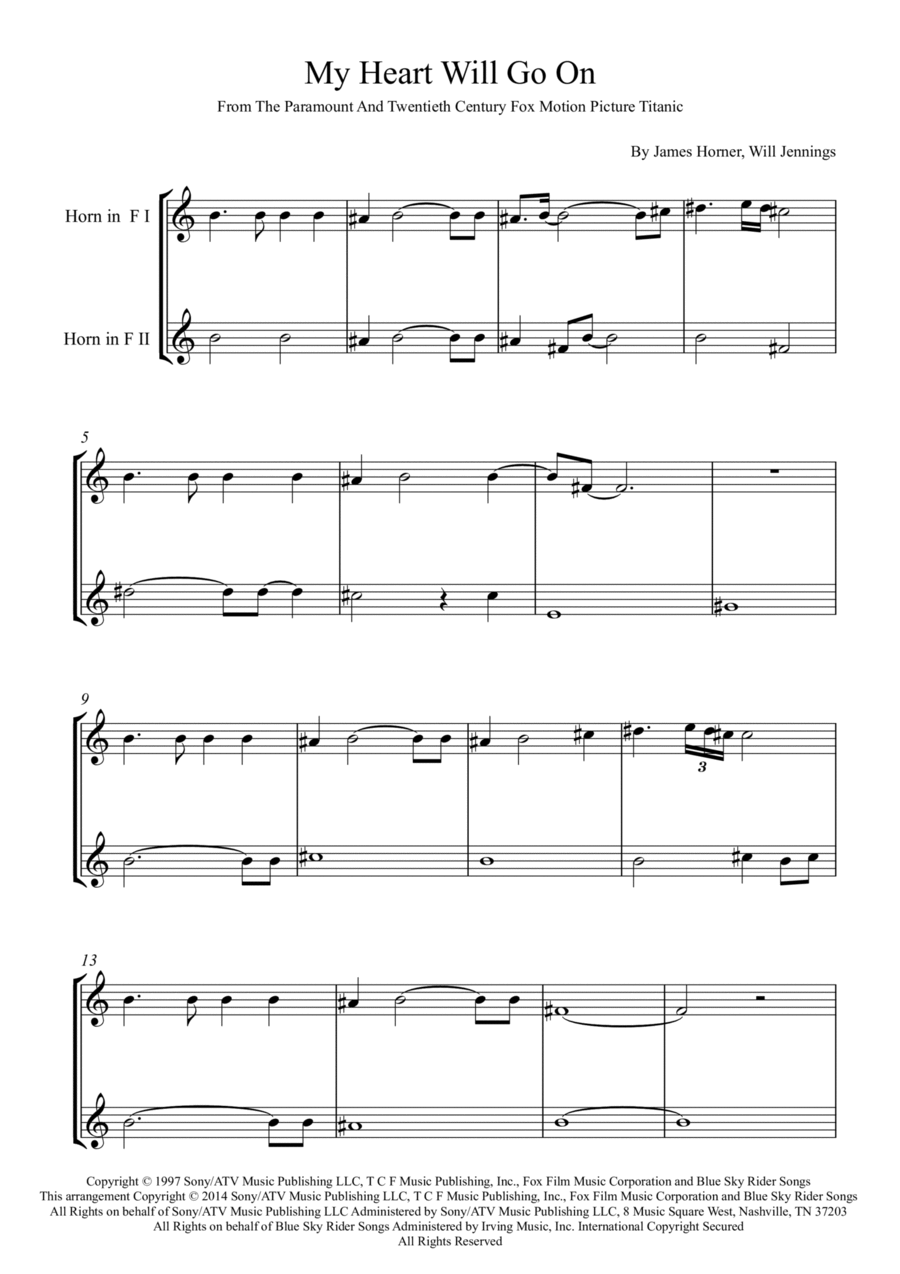 My Heart Will Go On (love Theme From 'titanic') Brass Duet scores gallery preview page 1