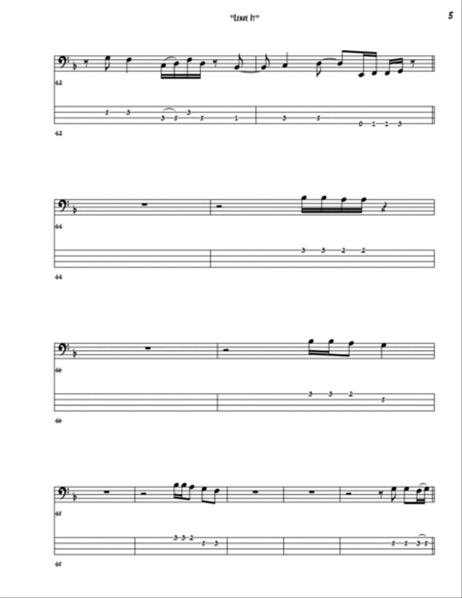 Leave It Bass Guitar scores gallery preview page 5