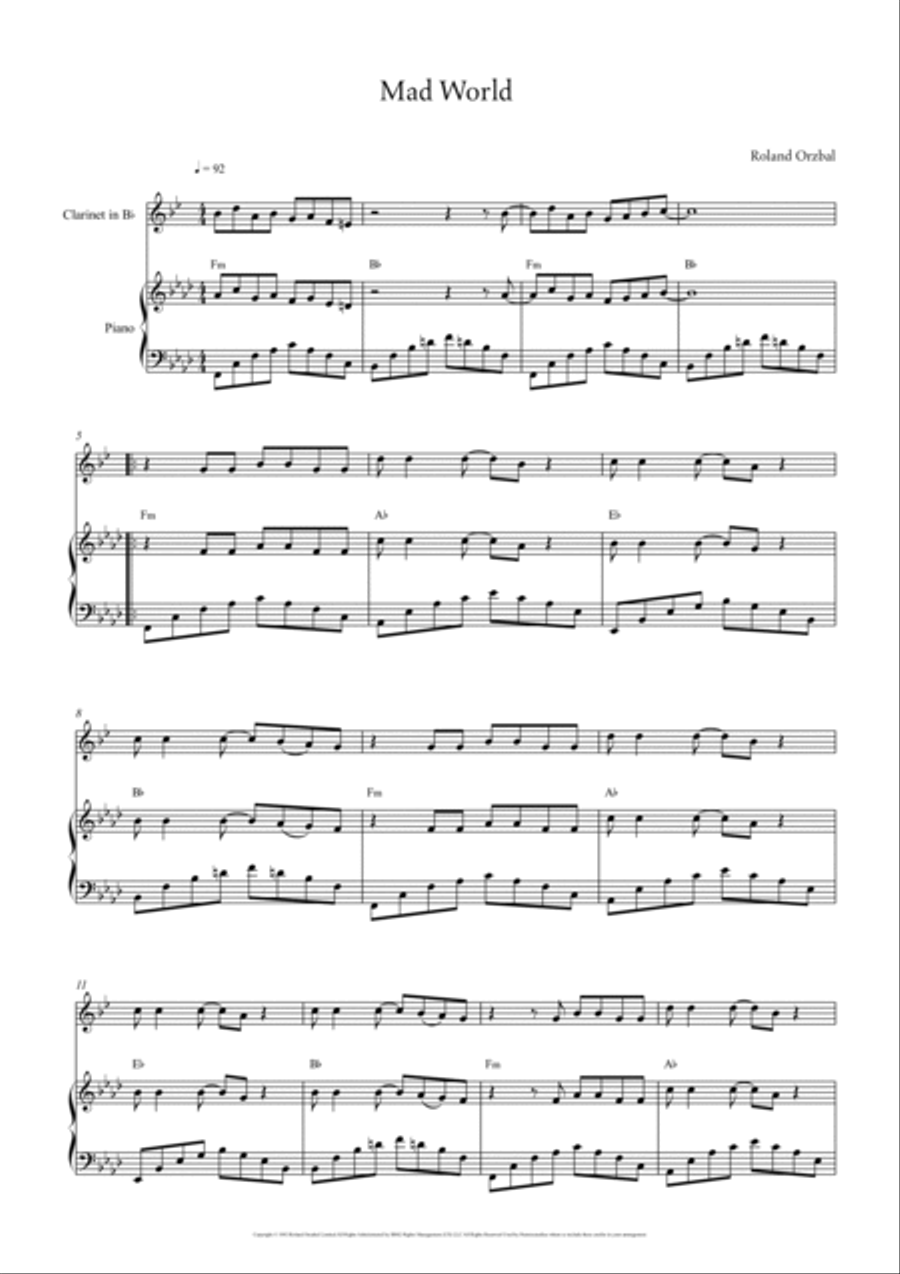 Mad World Woodwind Duet scores gallery preview page 2