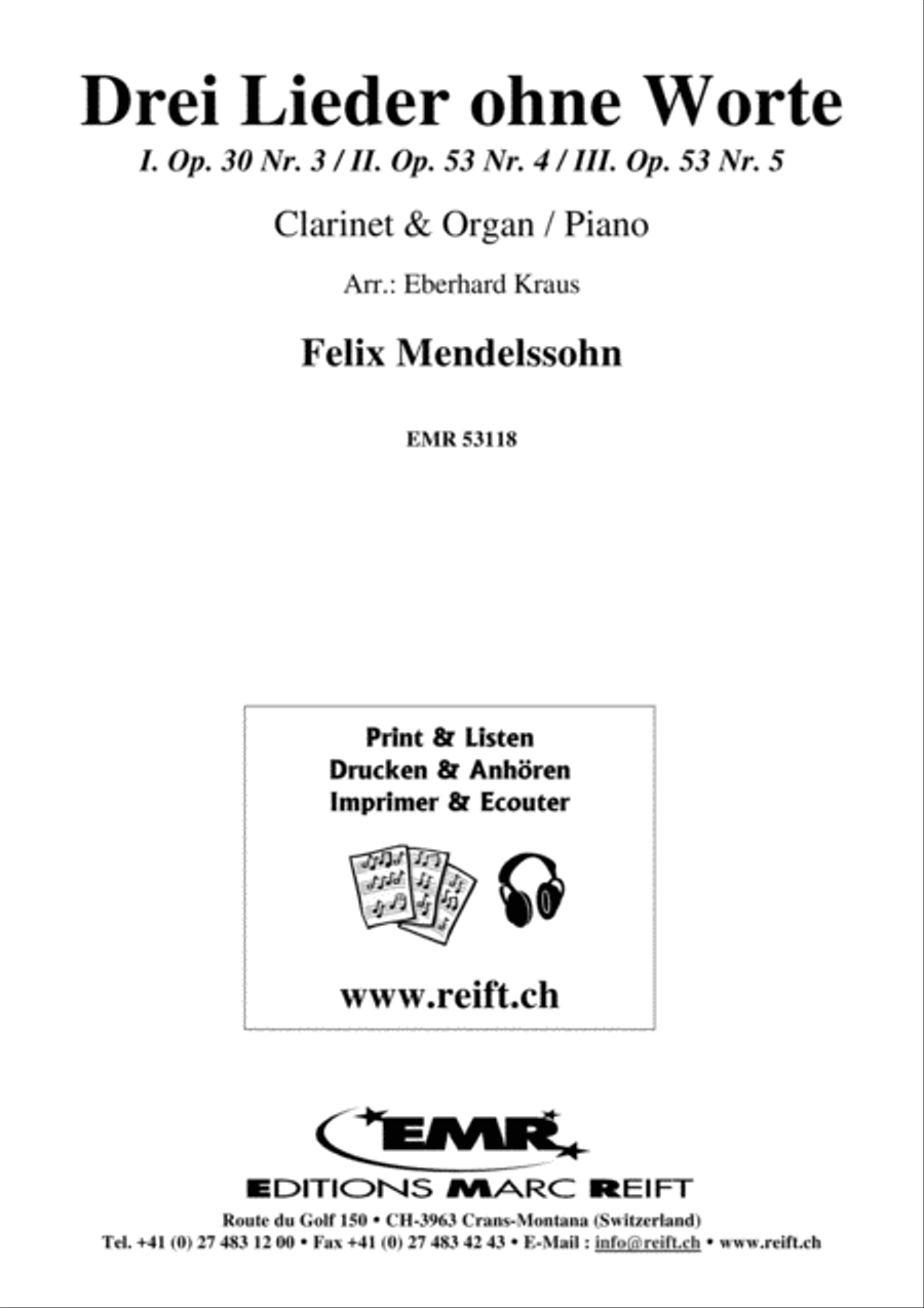 Drei Lieder ohne Worte Clarinet Solo scores gallery preview page 2